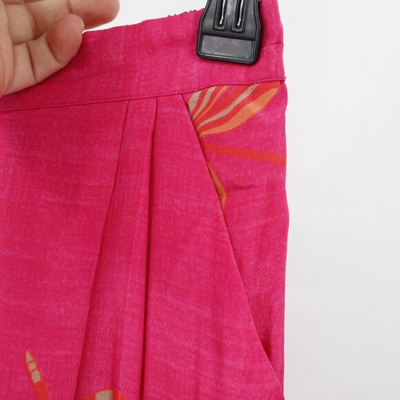 Paulmi & Harsh Pants Women Small Rani Pink Floral Printed Pleated Wide Leg lined - Picture 5 of 13